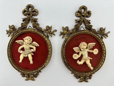Vintage Italy Ornate Cherub Wall Hangings