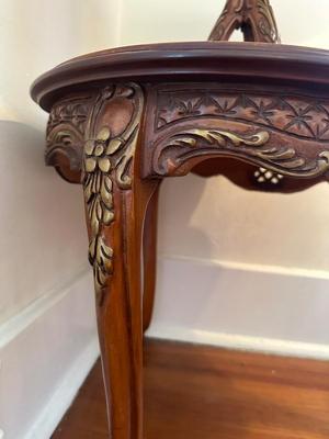 Louis XV Style Two-tier Wood Carved End Table