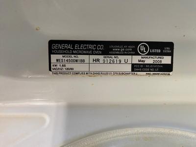 GE SENSOR COOKING MICROWAVE OVEN