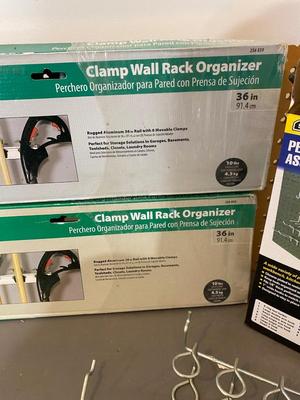CLAMP WALL RACK ORGANIZERS AND PEGBOARD HOOKS