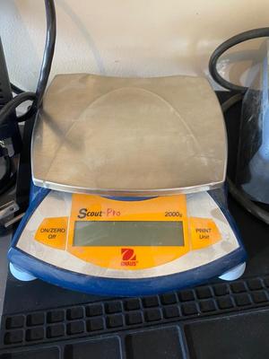 SCOUT PRO 2000g PRINT UNIT, CORNING HOTPLATE STIRRER AND MORE