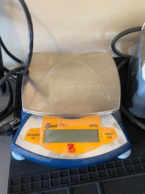 SCOUT PRO 2000g PRINT UNIT, CORNING HOTPLATE STIRRER AND MORE