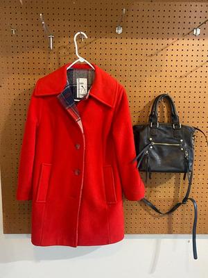 M. LIMAN COMPANY PENGUIN FASHIONS OVER COAT AND ANTIK KRAFT PURSE