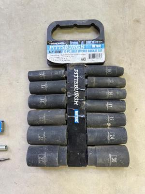 HDC AND PITTSBURGH 1/2” DRIVE DEEP IMPACT SOCKETS AND TOOLS FOR HARD TO REACH THINGS