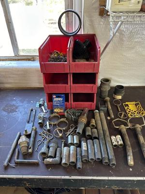 IRRIGATION REPAIR FITTINGS, BENCH STORAGE AND HARDWARE