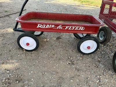 RADIO FLYER WAGON AND A YARD CART