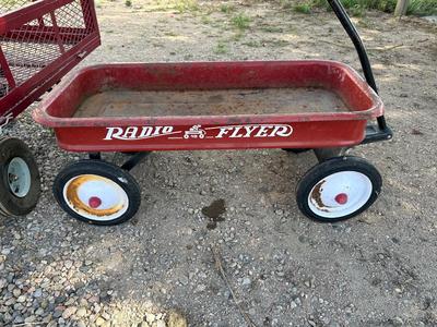 RADIO FLYER WAGON AND A YARD CART