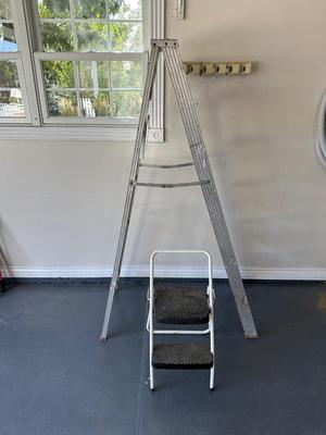 5' ALUMINUM LADDER AND A STEP STOOL
