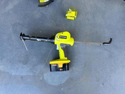 RYOBI CORDLESS WEED CUTTER & CAULKING GUN PLUS CORDLESS DRILL