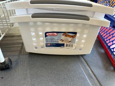 LONG WALL SHELF W/PEGS, CLOTH TOTE BAGS, 3 TIER CART ON WHEELS