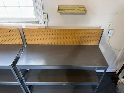 STEEL WORKBENCH WITH PEGBOARD BACK