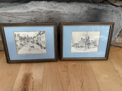 Two John Mall Framed/Matted Sketches