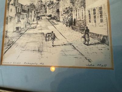 Two John Mall Framed/Matted Sketches