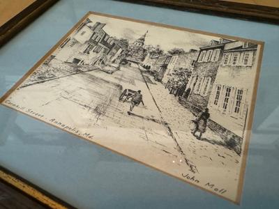 Two John Mall Framed/Matted Sketches
