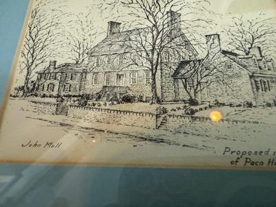 Two John Mall Framed/Matted Sketches