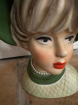 Vintage Napcoware Lady Head Vase/Planter C7495 w/Faux Pearls