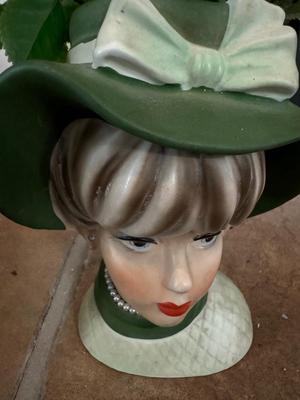 Vintage Napcoware Lady Head Vase/Planter C7495 w/Faux Pearls