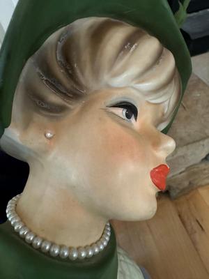 Vintage Napcoware Lady Head Vase/Planter C7495 w/Faux Pearls