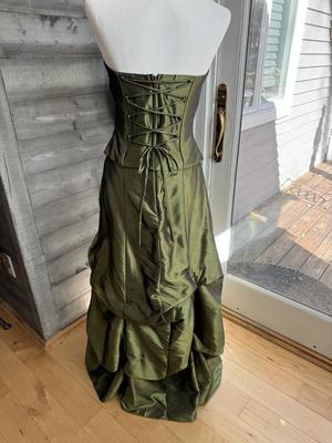 Formal Three Piece Green Corset with Skirt & Scarf/Wrap (S)