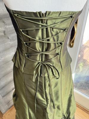 Formal Three Piece Green Corset with Skirt & Scarf/Wrap (S)