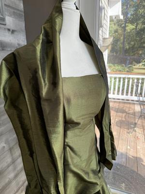 Formal Three Piece Green Corset with Skirt & Scarf/Wrap (S)