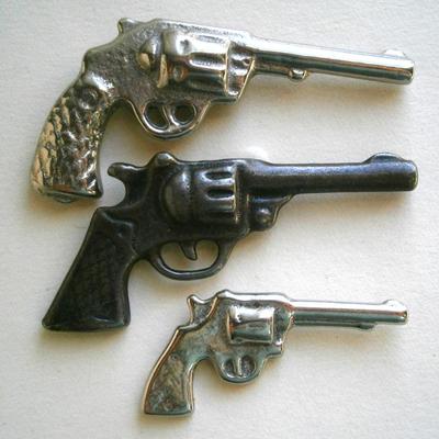 3 Miniature Cast Iron Toy Revolvers