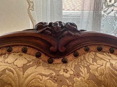 Victorian Tufted Brocade Settee (See Details)