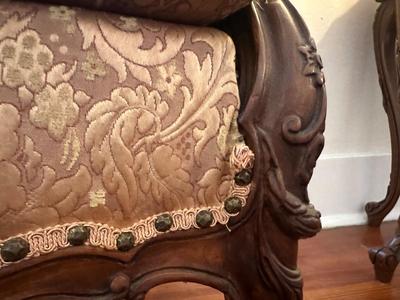 Victorian Tufted Brocade Settee (See Details)