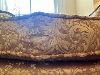 Victorian Tufted Brocade Settee (See Details)