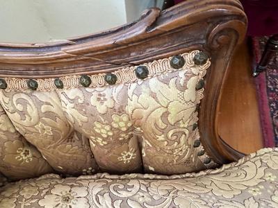 Victorian Tufted Brocade Settee (See Details)