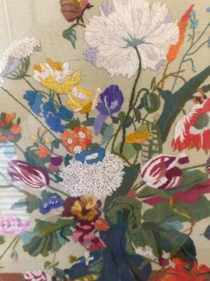 Framed Handmade Crewel Embroidery by Trudy Becnel
