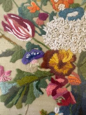 Framed Handmade Crewel Embroidery by Trudy Becnel