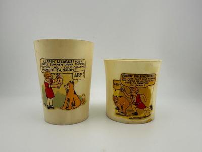 Vintage 1930s Beetleware Little Orphan Annie Ovaltine Children's Mugs