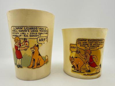 Vintage 1930s Beetleware Little Orphan Annie Ovaltine Children's Mugs
