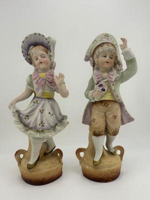 Victorian L&M Inc Bisque Boy & Girl Figurines