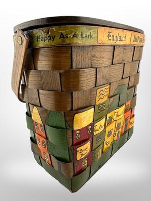Vintage New Orleans Hand-Painted and Decorated Basket