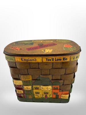Vintage New Orleans Hand-Painted and Decorated Basket