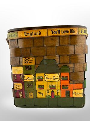 Vintage New Orleans Hand-Painted and Decorated Basket