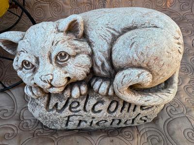 Signed Heavy Cat Garden Welcome Decor