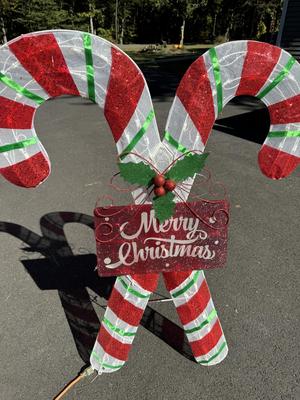 Two 52” Double Candy Canes Indoor/Outdoor - Tested