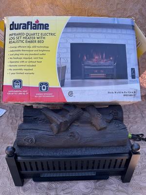 Duraflame Infrared Quartz Electric Log Set Heater w/ Remote - Tested