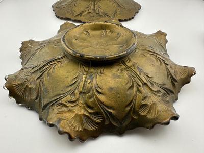 Two Antique Victorian Goofus Glass Plate Bowl