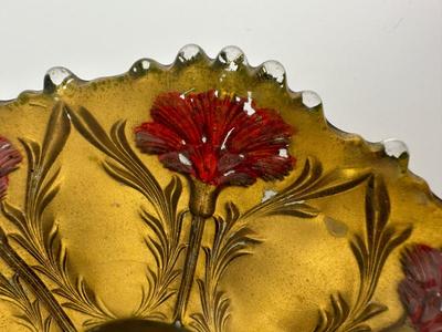 Two Antique Victorian Goofus Glass Plate Bowl