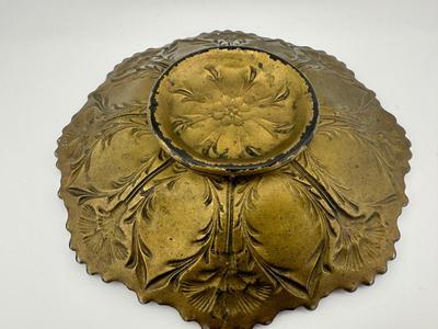 Two Antique Victorian Goofus Glass Plate Bowl