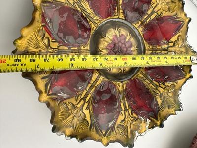 Two Antique Victorian Goofus Glass Plate Bowl