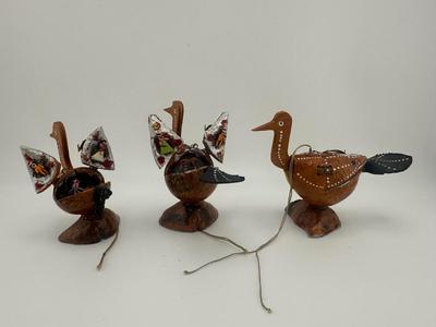 Vintage Diorama Turkey Figurines with Scenes Inside