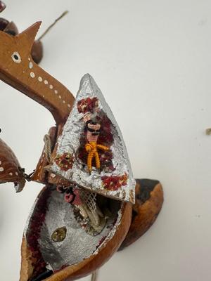 Vintage Diorama Turkey Figurines with Scenes Inside
