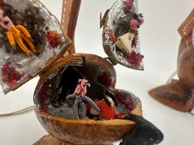 Vintage Diorama Turkey Figurines with Scenes Inside