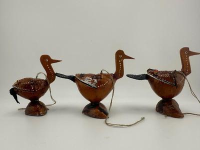 Vintage Diorama Turkey Figurines with Scenes Inside