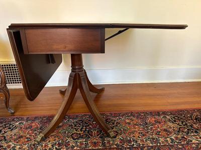 Mahogany Drop Leaf Table with Drawer